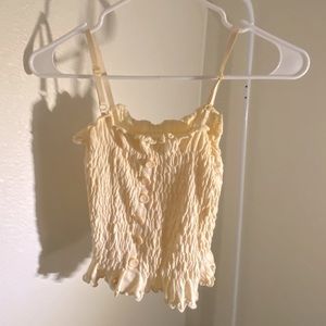 Yellow Cream Button Up Crop Top Camisole Size XS/S | Made in Korea